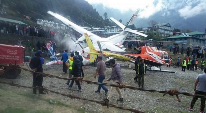 लुक्लामा हवाईजहाज र हेलिकोप्टर ठोक्किए, २ को मृत्यु